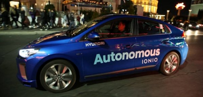 Above picture shows Hyundai Motor Company demonstrating its IONIQ-based self-driving car driving through Las Vegas during CES in last January.